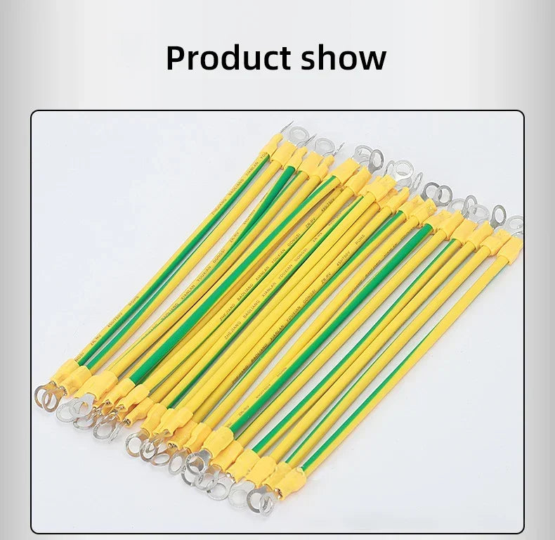 10AWG 12AWG 14AWG Solar-PV-Erdungskabel mit Anschluss 2,5 mm, 4 mm, 6 mm Erdungsdrahtloch, 6 mm gelb-grünes flexibles Kupfer-Erdungskabel