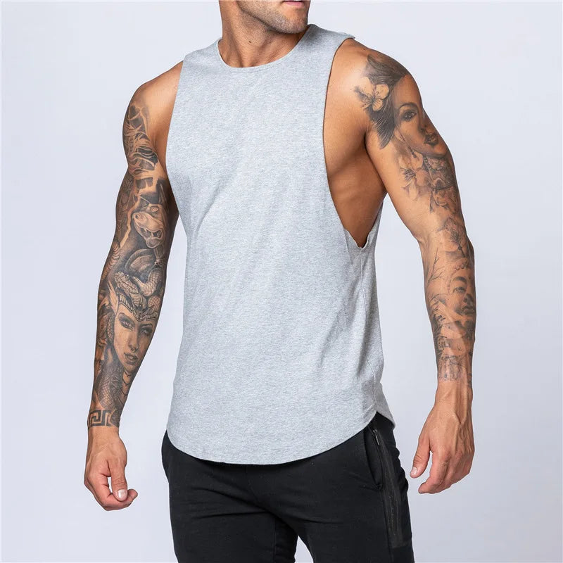 Männer Gym Kleidung Sommer Fitness Baumwolle Tank Top Männer Jogging Bodybuilding Ärmelloses Shirt Atmungsaktive Oansatz Casual Muskel Weste