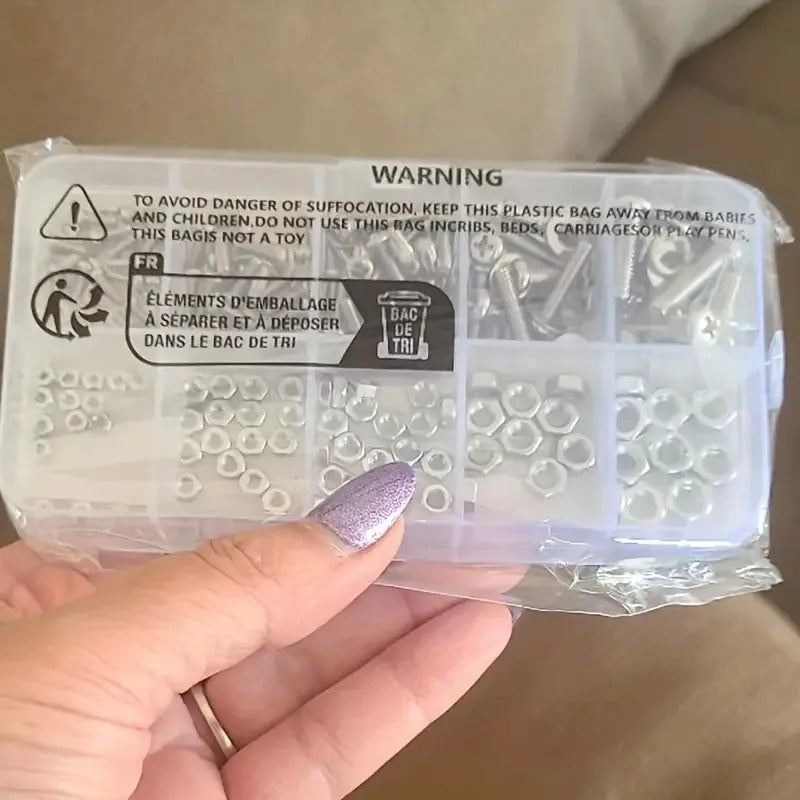 320-teiliges Premium-Sortimentsset für Schrauben und Muttern aus Edelstahl – korrosionsbeständig, einrastbare Muttern, Größen M2 bis M5 – ideal zum Selbermachen,