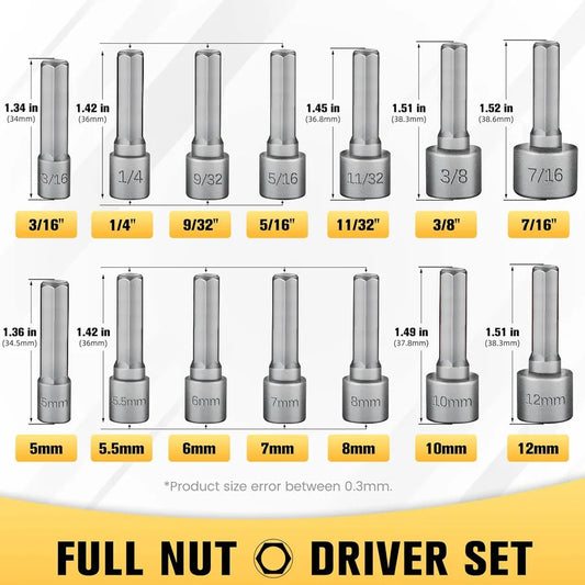 9 stücke/14 stücke Leistungsstarke Buchse Innensechskantschlüssel Sechskantgriff Schraubendreher Buchse Verlängerungsstange Pneumatische Schraubendreher Einsatz