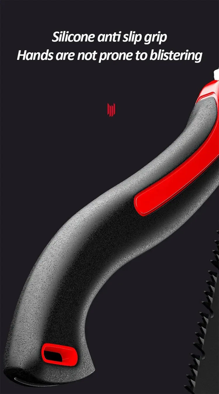 DELIXI ELEKTRISCHE Klappsäge, Ein-Knopf-Klappdesign aus SK5-Stahl, scharfes Schneiden von Holz, Camping-DIY, Gartensäge, Baumhackermesser