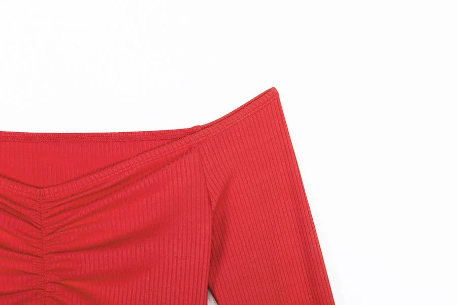 Frauen T-shirts sexy und club mode weibliche T-shirt langarm schulterfrei einfarbig dame T-shirt herbst grundlegende tees