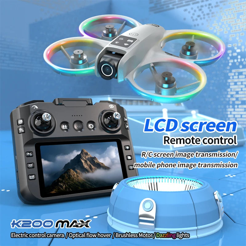 outdoor Portable Mini K200 MAX 4k drone gps 4.5 Inch Screen Remote Transmission Aerial Photo long range 4K camera flying drone