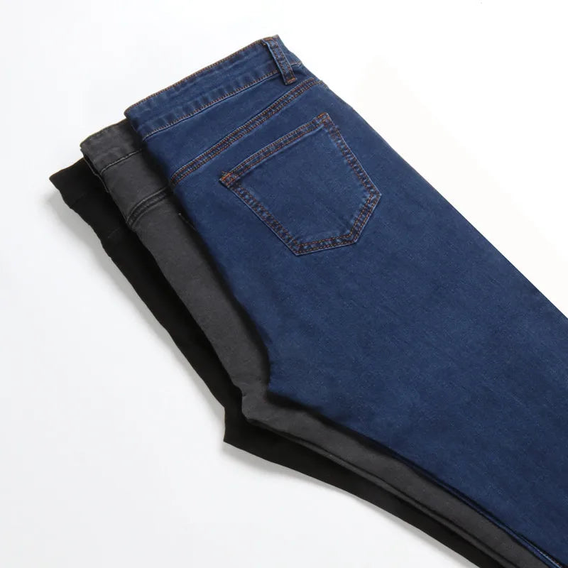 Jeans für Damen, Mama-Jeans, blau, grau, schwarz, für Damen, hochelastisch, 36, 38, 40, Stretch-Jeans, weiblich, gewaschener Denim, dünne Bleistifthose