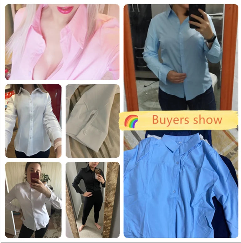 Frauen Shirts Blusen Frauen Weißes Hemd Langarm Bluse Weibliche Tops OL Grundlegende Hemd Blusen 2023 Mode Elegante Frau Kleidung