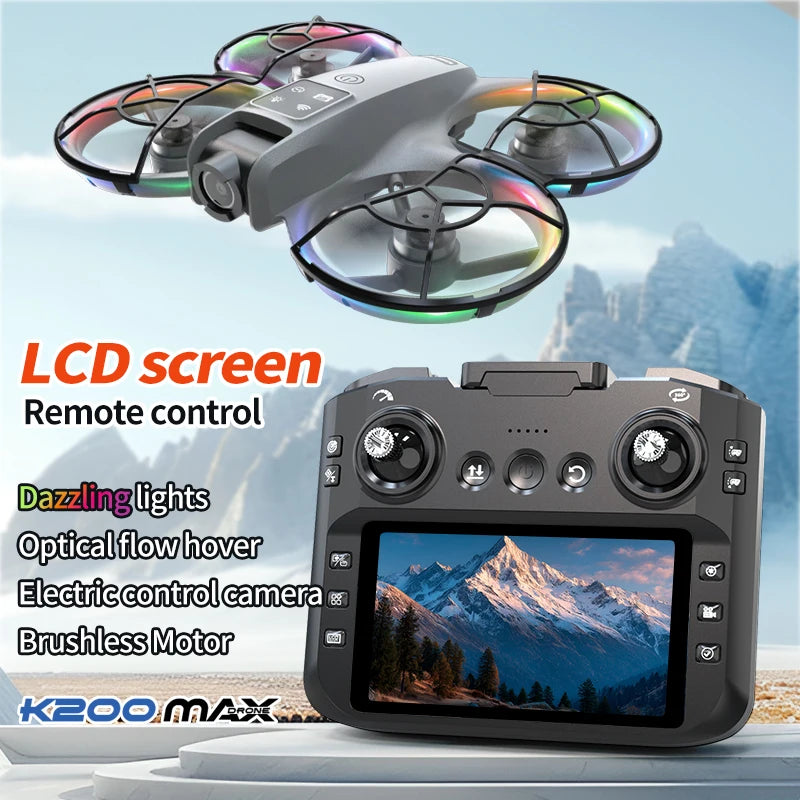 outdoor Portable Mini K200 MAX 4k drone gps 4.5 Inch Screen Remote Transmission Aerial Photo long range 4K camera flying drone