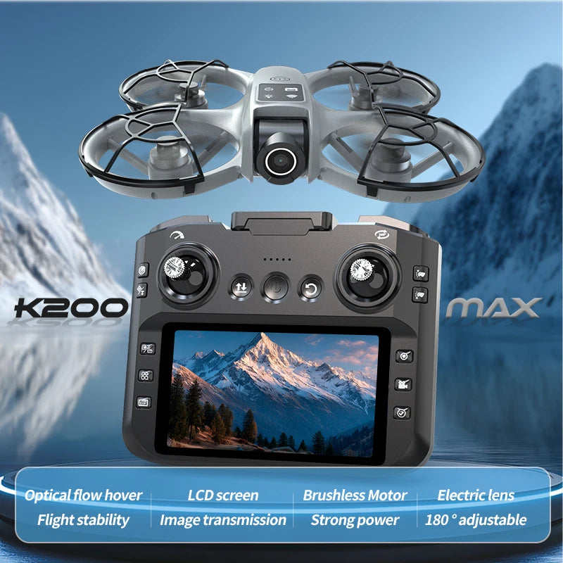 outdoor Portable Mini K200 MAX 4k drone gps 4.5 Inch Screen Remote Transmission Aerial Photo long range 4K camera flying drone