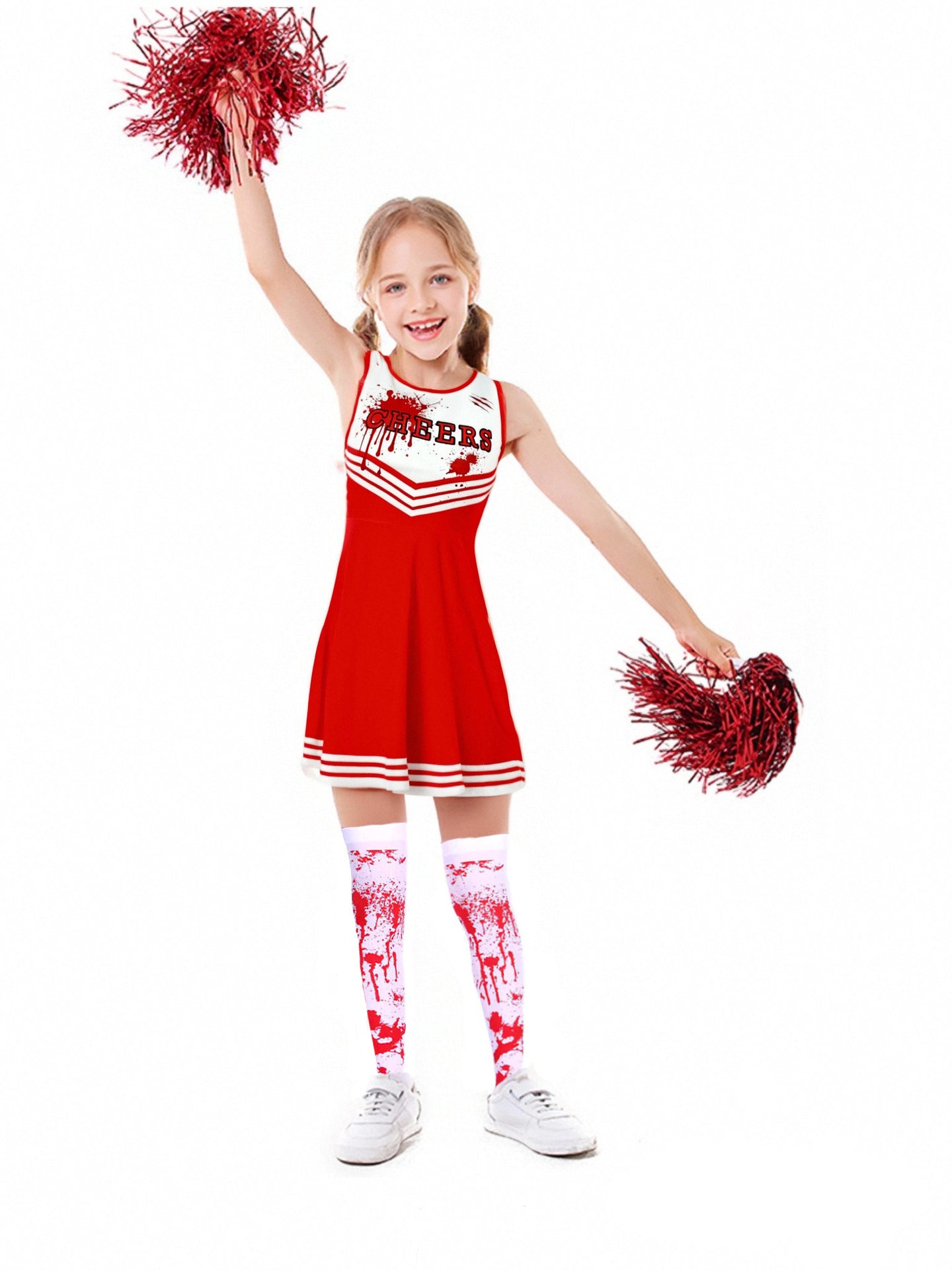 Halloween Party Kostüme Scary Blood Cosplay Kleidung Kinder Mädchen Digitaldruck Cheerleader Childs Kleid Hand Blumen Anzug