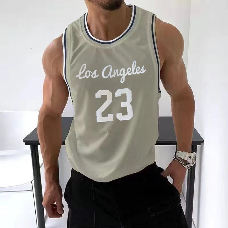 Nr. 23. Weste, Sport, Sommer, Herren, Fitnessstudios, Mesh-Tanktops, Fitness, Workout, Jogger, ärmelloses T-Shirt, männliches Basketball-Training, Mode