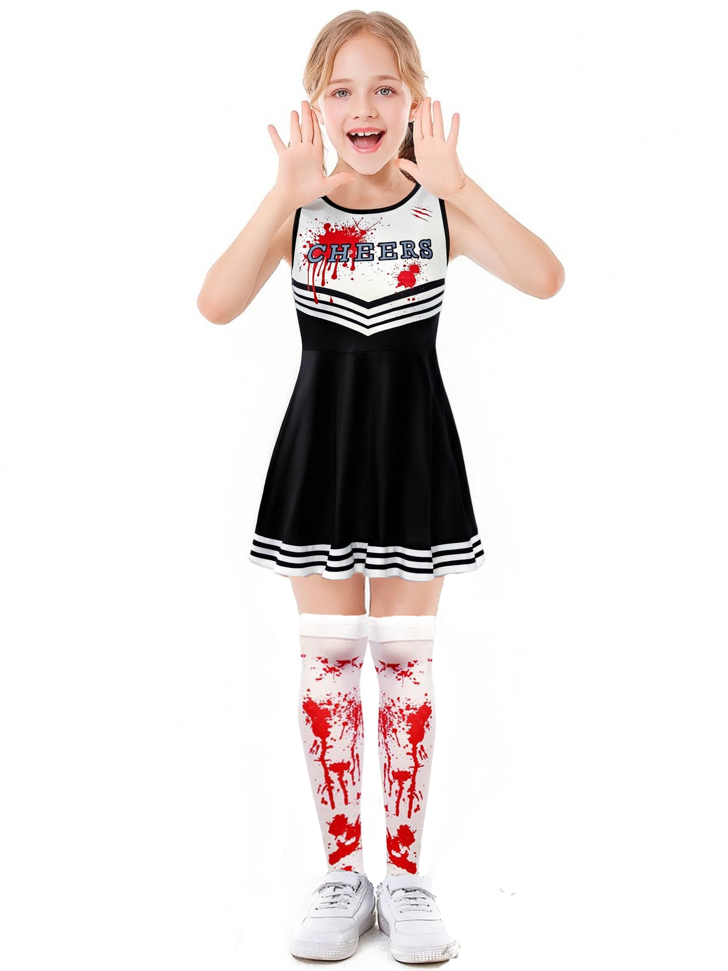 Halloween Party Kostüme Scary Blood Cosplay Kleidung Kinder Mädchen Digitaldruck Cheerleader Childs Kleid Hand Blumen Anzug