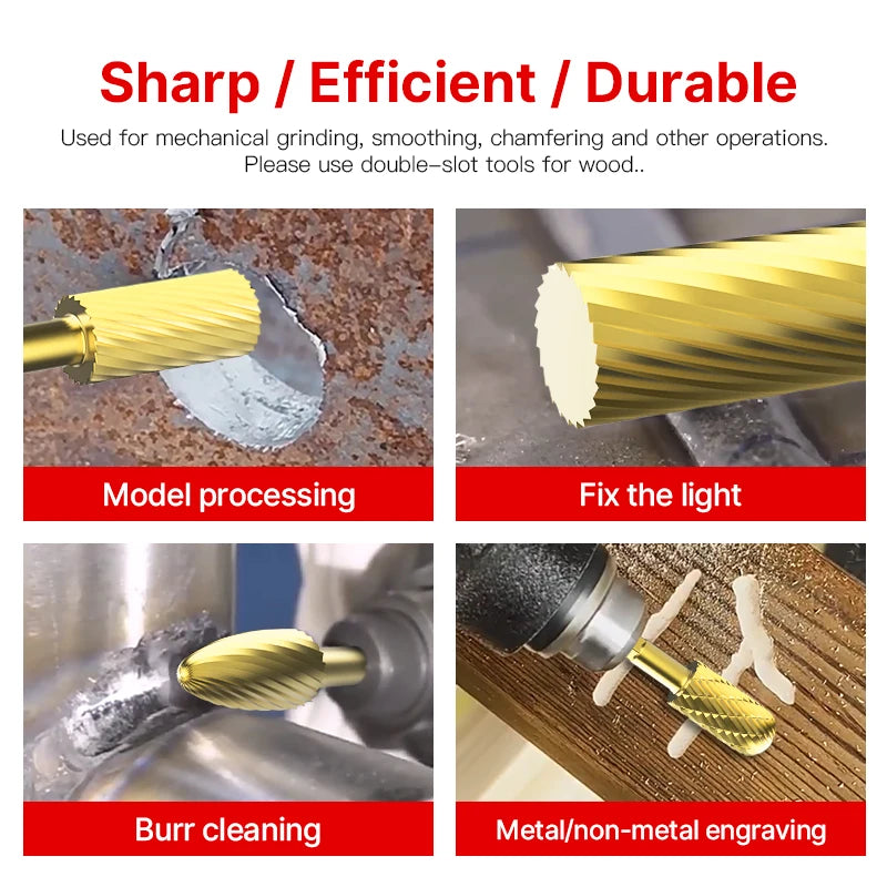 LIDIAO Titanbeschichtung, Rotationsgrate, Rotationsfeile, Sechskantschaft, Schleifwerkzeuge, Gravur, Schleifen, Polieren, Bit für Metall, Holz