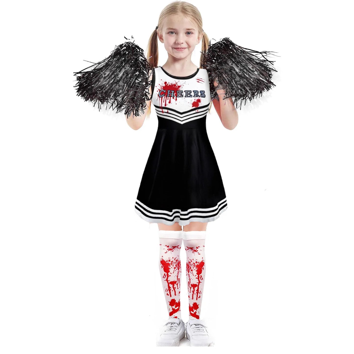 Halloween Party Kostüme Scary Blood Cosplay Kleidung Kinder Mädchen Digitaldruck Cheerleader Childs Kleid Hand Blumen Anzug