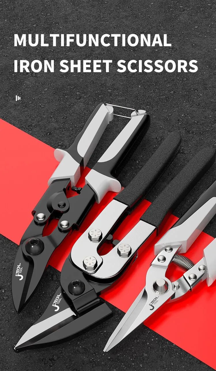 Professionelle Industrieschere: Edelstahlschere, Blechschere zum Schneiden von Blechen und PVC-Rohren