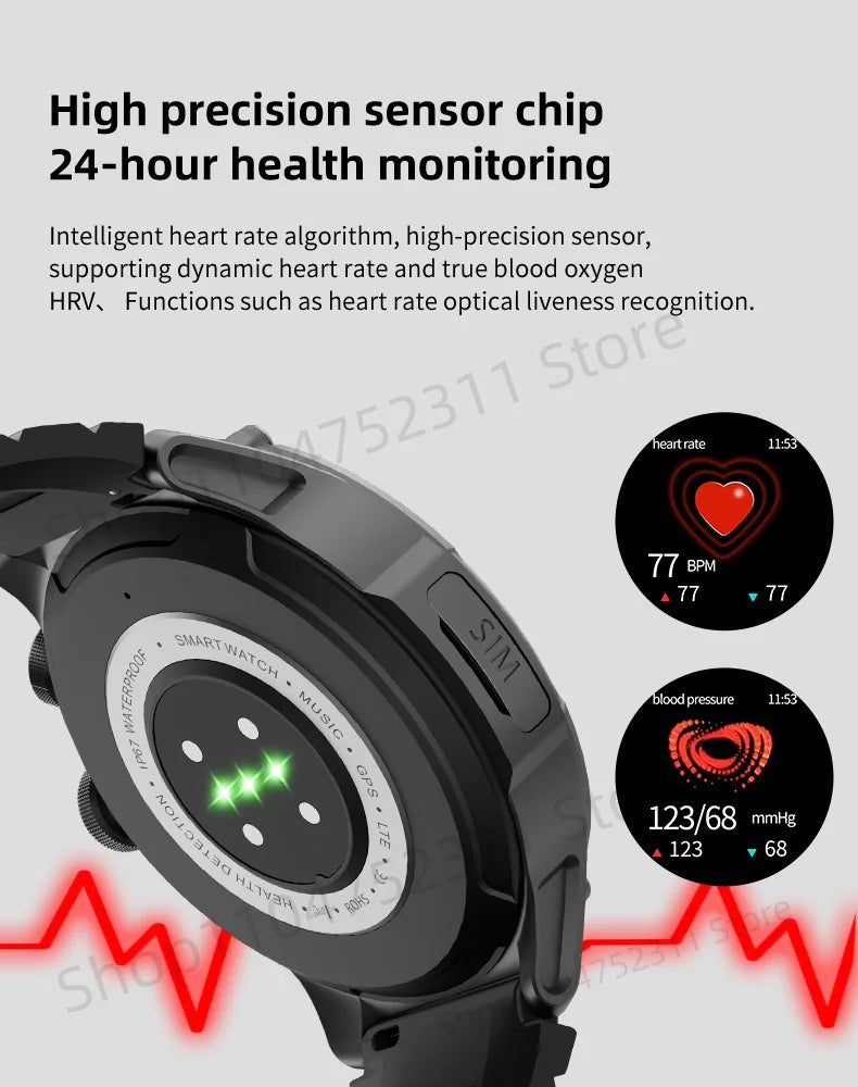 H12 Smartwatch 4G LTE Smartwatch mit WiFi SIM 1,6 Zoll AMOLED-Display Rotierende Kameras Videoanruf GPS Play Store App-Download