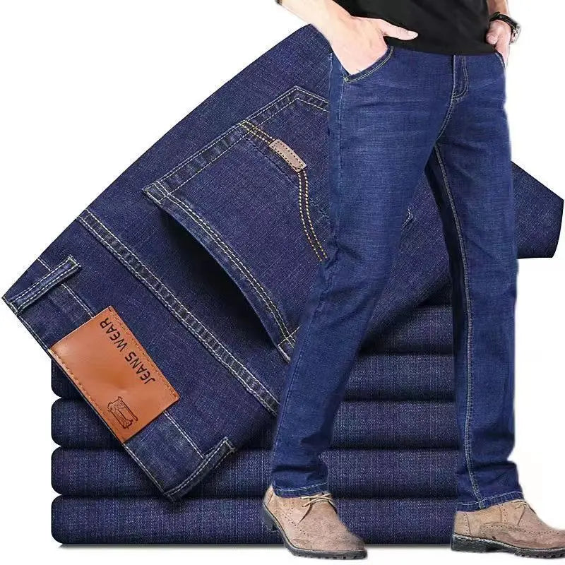 JEAN Neue Business männer Jeans Casual Gerade Stretch Mode Klassische Blau Schwarz Arbeit Denim Hosen Männliche Marke Kleidung