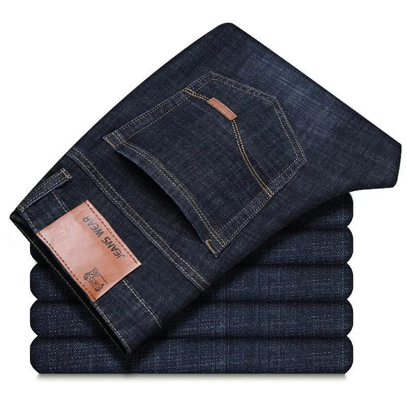 JEAN Neue Business männer Jeans Casual Gerade Stretch Mode Klassische Blau Schwarz Arbeit Denim Hosen Männliche Marke Kleidung