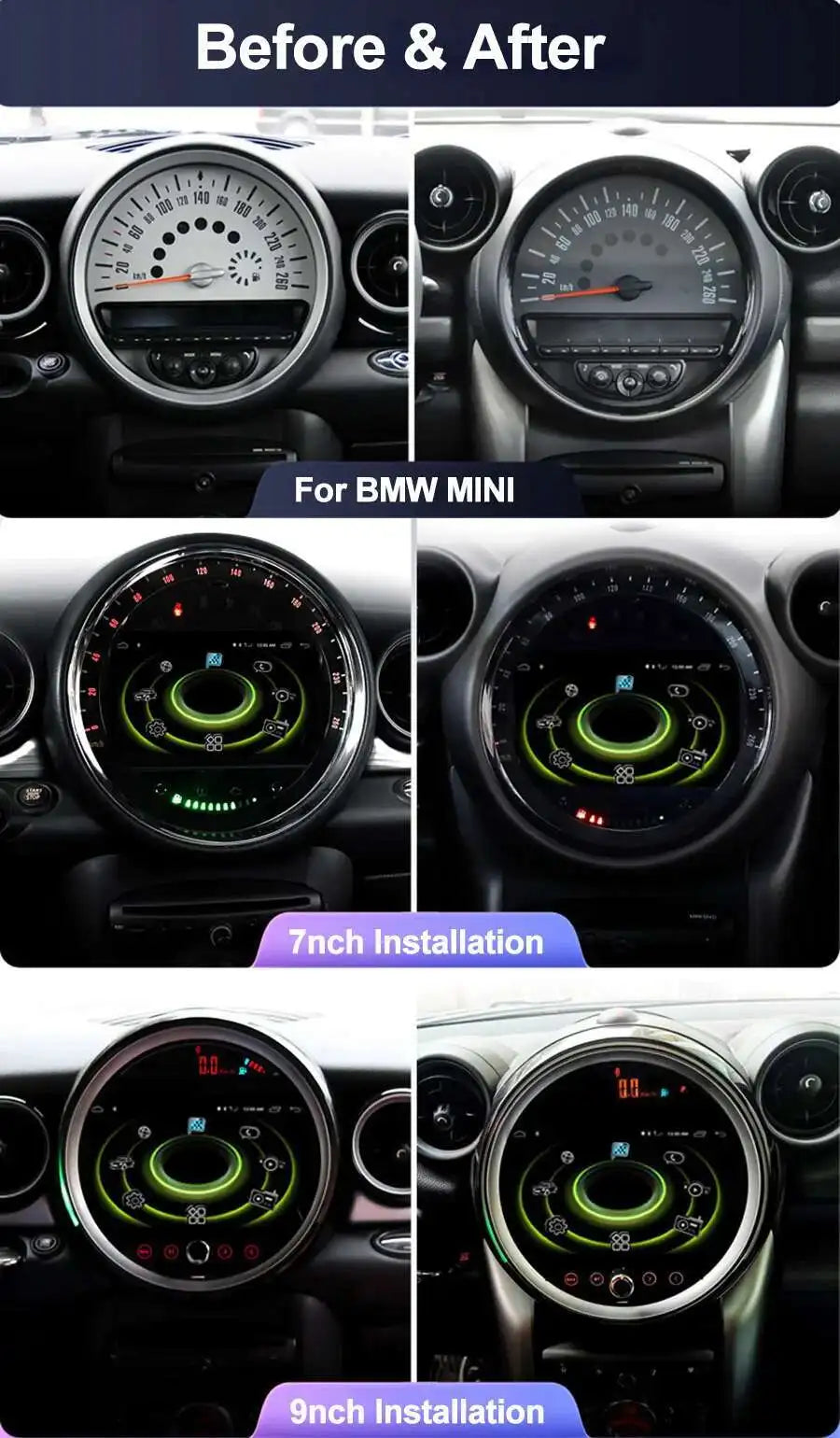 7 "/9" Radio Auto Multimedia-Player Für BMW Countryman Mini R60 2014 Auto Android 13 BMW Mini Cooper GPS Video Recoder Navigation