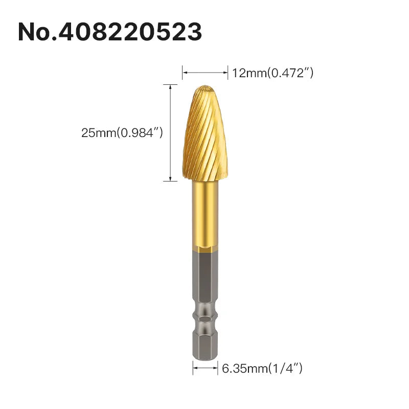 LIDIAO Titanbeschichtung, Rotationsgrate, Rotationsfeile, Sechskantschaft, Schleifwerkzeuge, Gravur, Schleifen, Polieren, Bit für Metall, Holz