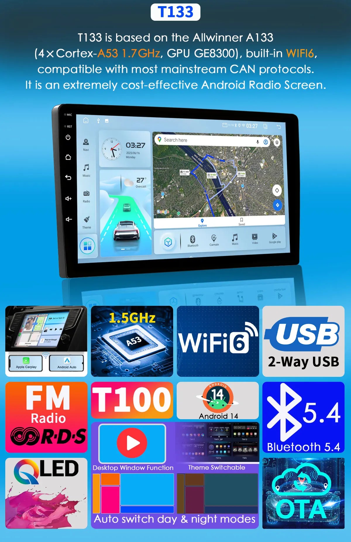 Für Mini Cooper F54 F55 F56 F57 F60 2014-2019 Head Unit Android 14 8Core QLED GPS Navigation CarPlay auto Radio Multimedia Player