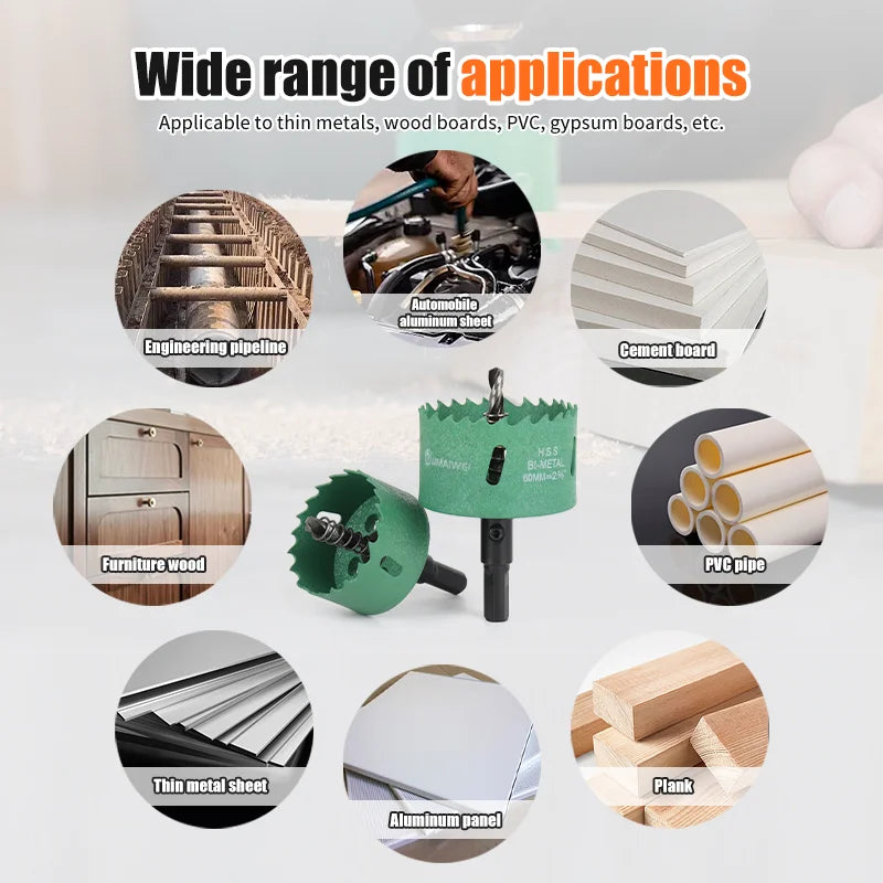 1 Stück 16–200 mm Bimetall-Holz-Lochsägenbohrer HSS-Stahl, neue M42-Kern-Lochsäge, geeignet für die Öffnung von Downlight-Gipskarton