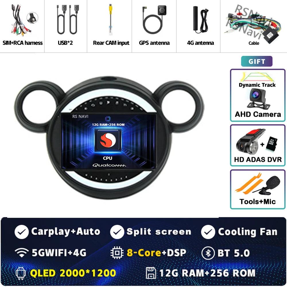 Android 15 Carplay Auto 2K Bildschirm Auto Radio Multimedia Player Für BMW Mini Cooper Countryman R56 R60 2011-2013 stereo Navigation