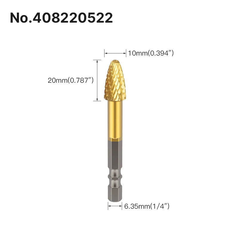 LIDIAO Titanbeschichtung, Rotationsgrate, Rotationsfeile, Sechskantschaft, Schleifwerkzeuge, Gravur, Schleifen, Polieren, Bit für Metall, Holz