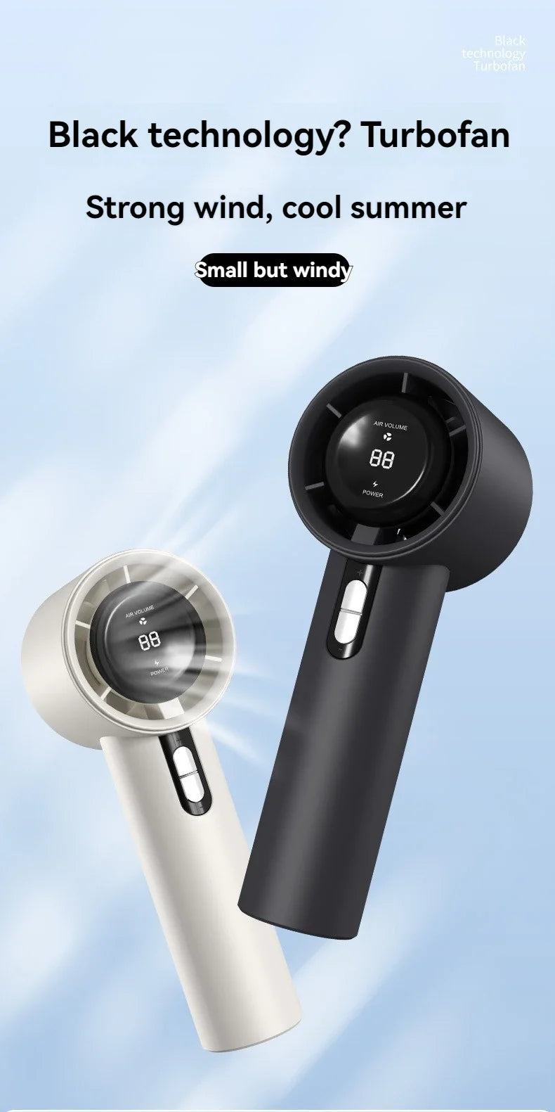 Xiaomi MIJIA 100-Gang-Handventilator mit hoher Geschwindigkeit, USB-Aufladung, tragbarer Mini-Turbo-gewalttätiger kleiner leistungsstarker Außenventilator, 3000-mAh-Akku