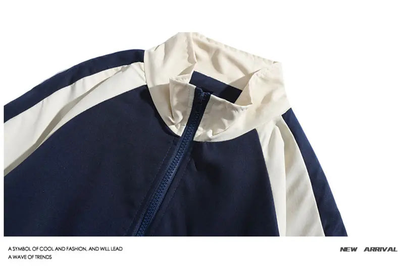 Reflektierende Gestreifte Jacke 2023 Männer Hip Hop Streetwear Mantel Zipper Up Jacke Windjacke Harajuku Dünne Mäntel Sport Schwarz Blau