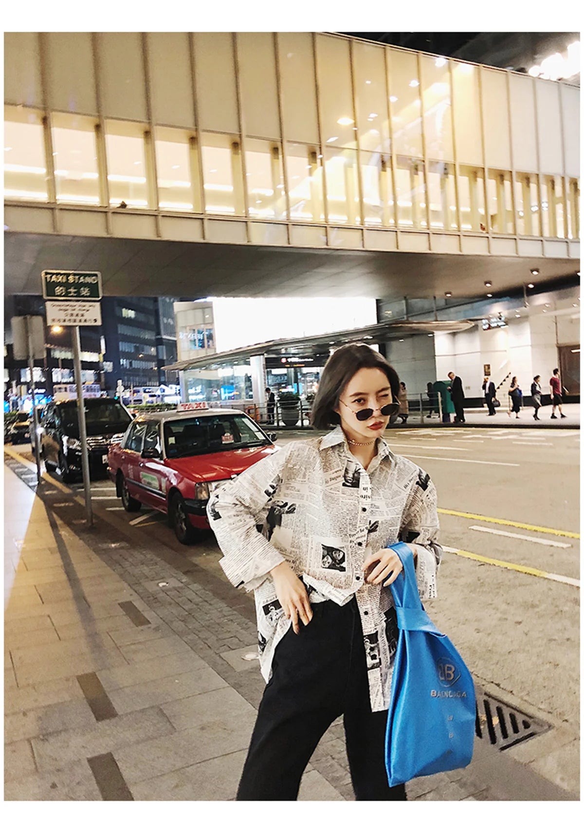 Trend iges Hemd Bluse einfache dünne Zeitung drucken Hemd Sommer lose Hemd Top Frauen einfarbig Sonnenschutz Shirt Streetwear