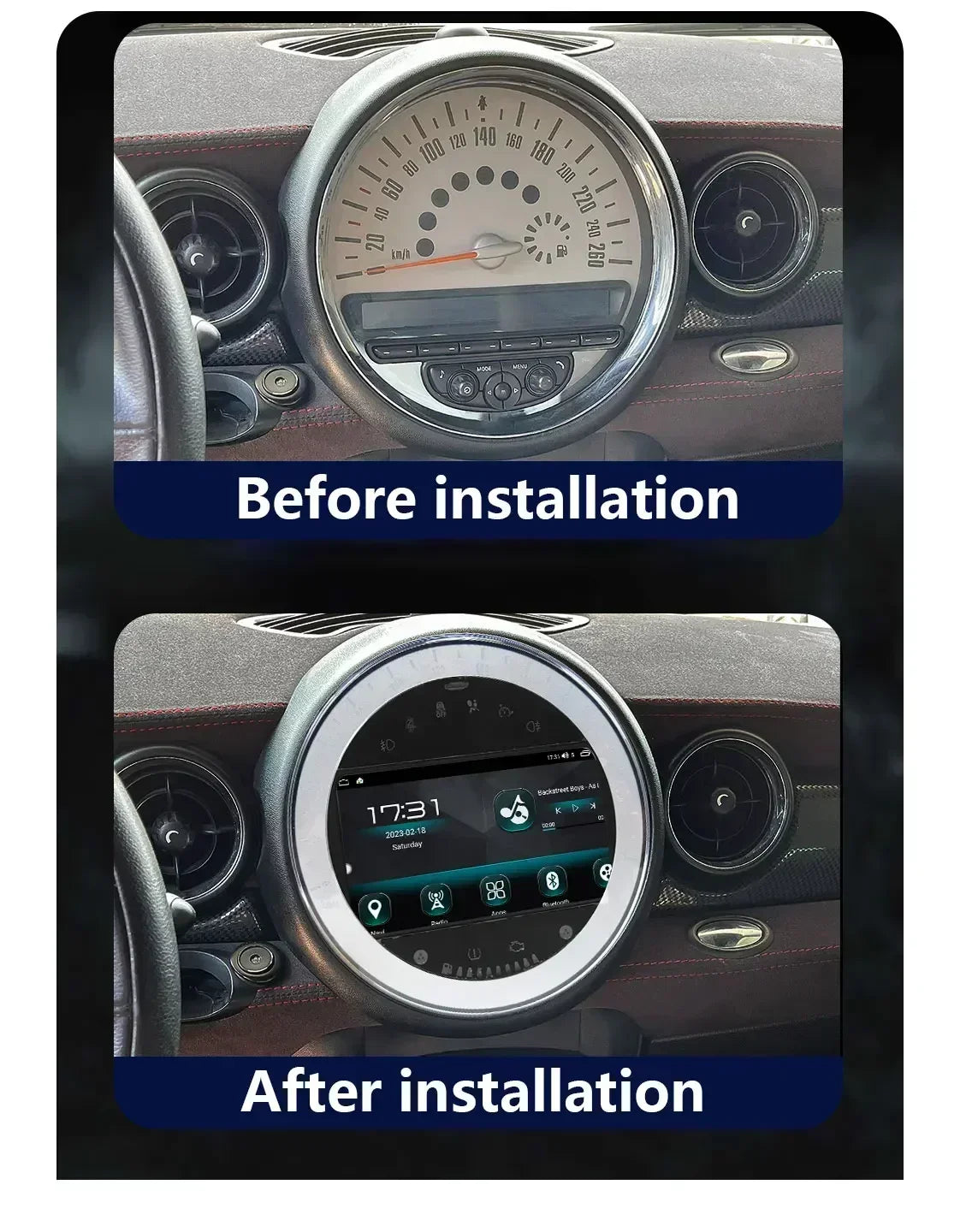 CHSTEK Autoradio für BMW Mini Cooper S Clubman R55 Clubvan R56 Cabrio R57 Coupe R58 R59 Multimedia Bluetooth Android Player GPS