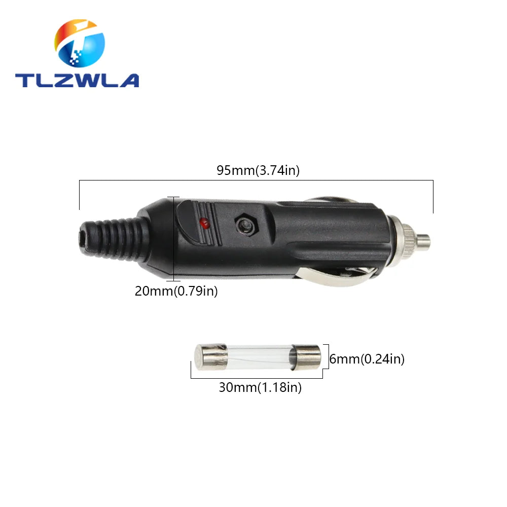 1PCS Auto Männlichen Zigarette Leichter Buchse Konverter Stecker Kunststoff Und Metall Auto Zubehör 12V 24V 10A sicherung rohr