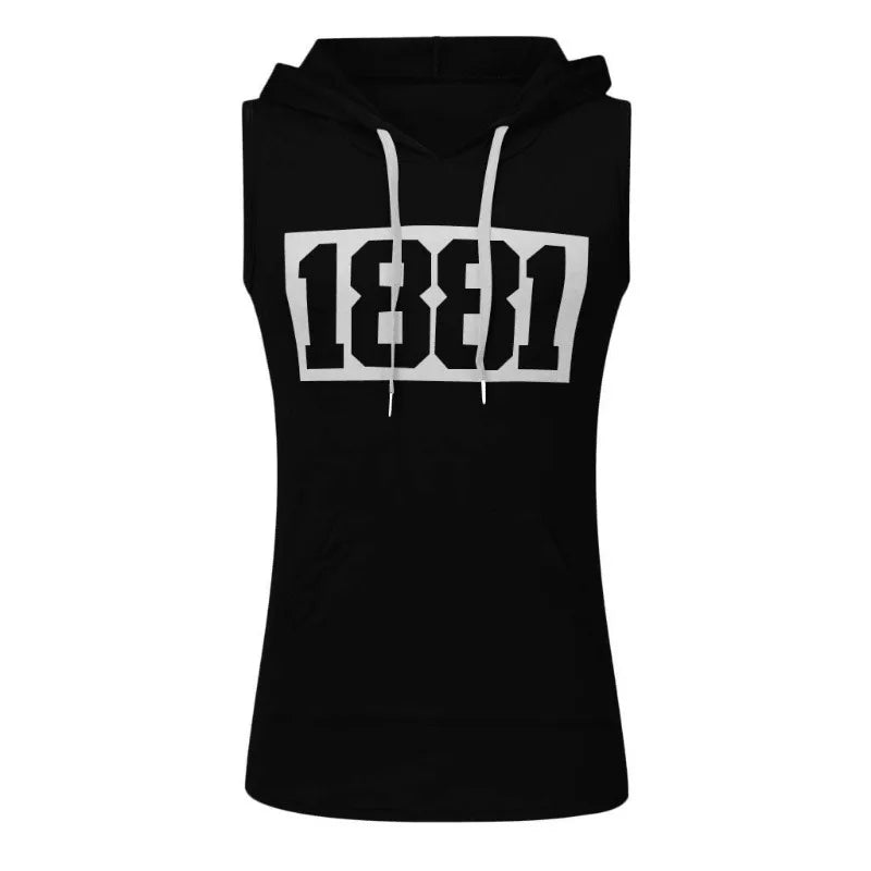 Herren Kapuze Tanktops Fitness studio Workout Training Hoodies ärmellose Bodybuilding Muskel abgeschnitten T-Shirt mit Tasche