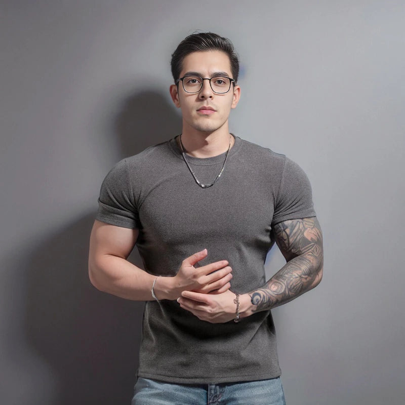 Gym männer Sommer Sport Quick Dry Fitness Kurzarm T-shirt Outdoor Dünne Beiläufige T Tops Muscle Strumpfhosen Bodybuilding Kleidung