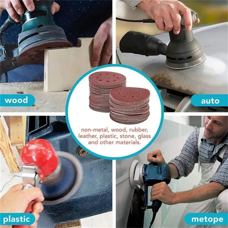 8 Loch 125 mm Schleifpapier Holzbearbeitung Metall Schleifscheibe Schleifpolierwerkzeug 40/1000/2000 Körnung Schleifscheiben Dremel Zubehör