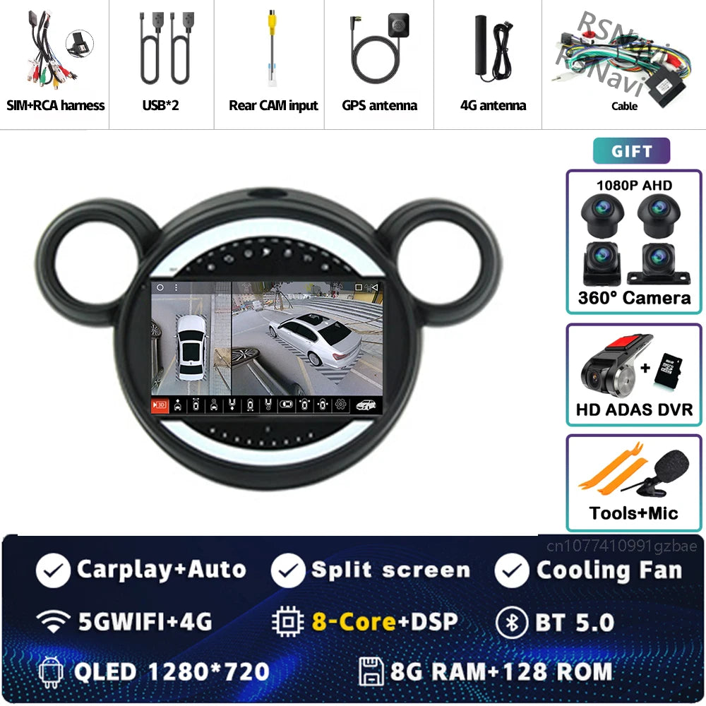 Android 15 Carplay Auto 2K Bildschirm Auto Radio Multimedia Player Für BMW Mini Cooper Countryman R56 R60 2011-2013 stereo Navigation