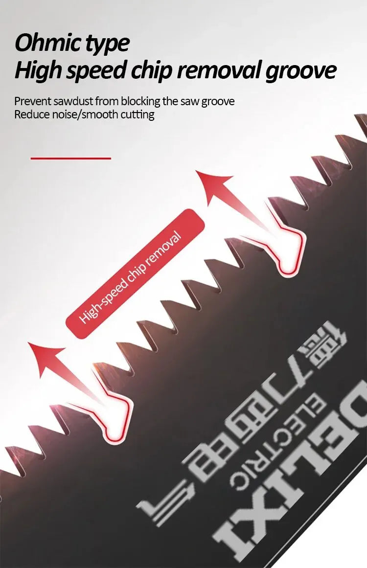 DELIXI ELEKTRISCHE Klappsäge, Ein-Knopf-Klappdesign aus SK5-Stahl, scharfes Schneiden von Holz, Camping-DIY, Gartensäge, Baumhackermesser