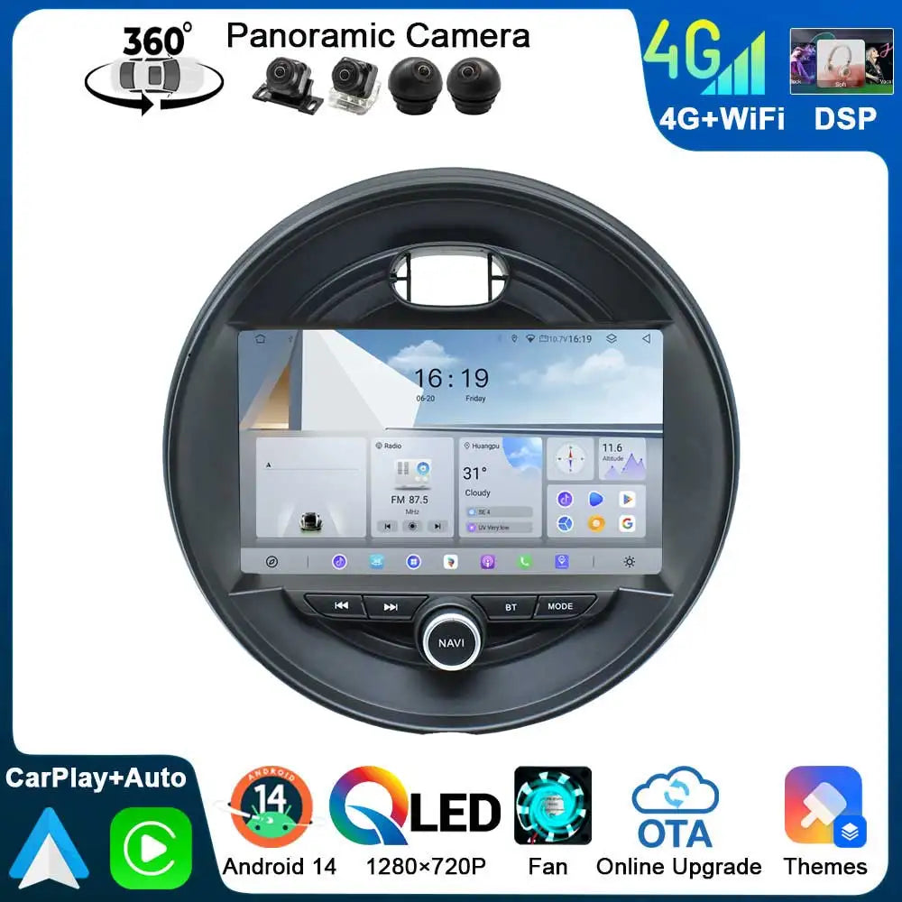 Für Mini Cooper F54 F55 F56 F57 F60 2014-2019 Head Unit Android 14 8Core QLED GPS Navigation CarPlay auto Radio Multimedia Player