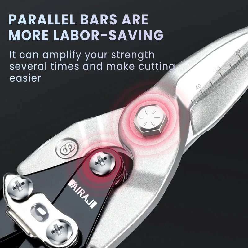 AIRAJ 10/12 Zoll Luftfahrtschere Toughbuilt Metallblechschneiden Multifunktionsschere mit abgestuftem Lineal EDC-Handwerkzeuge