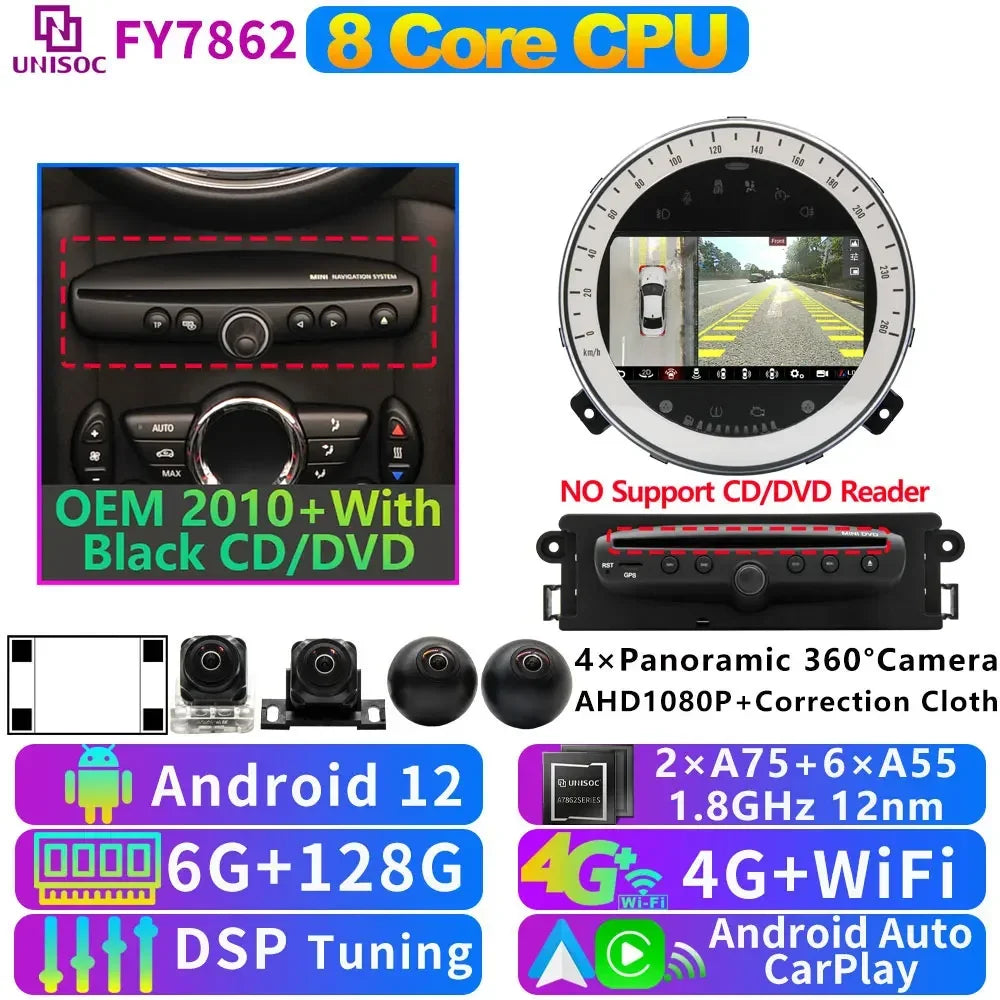 UIS7870 6nm 12G + 256G Android 13 Auto GPS Radio Player Für BMW Mini Cooper R55 R56 R57 R58 R59 R60 2010-2016 CarPlay Video Stereo
