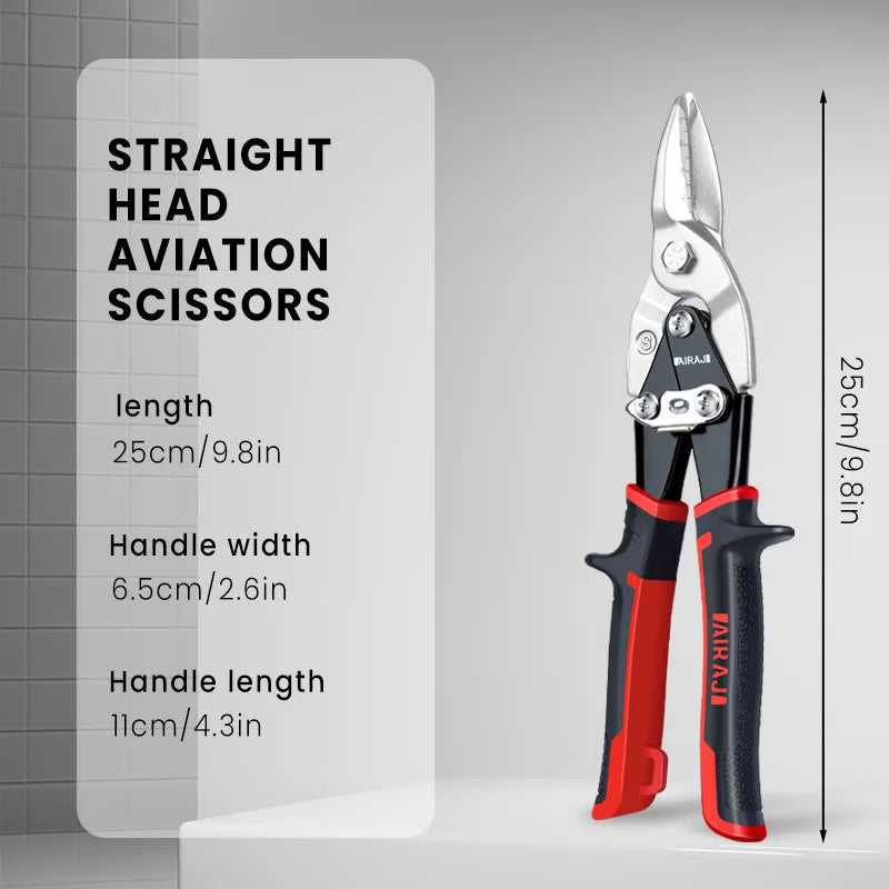 AIRAJ 10/12 Zoll Luftfahrtschere Toughbuilt Metallblechschneiden Multifunktionsschere mit abgestuftem Lineal EDC-Handwerkzeuge