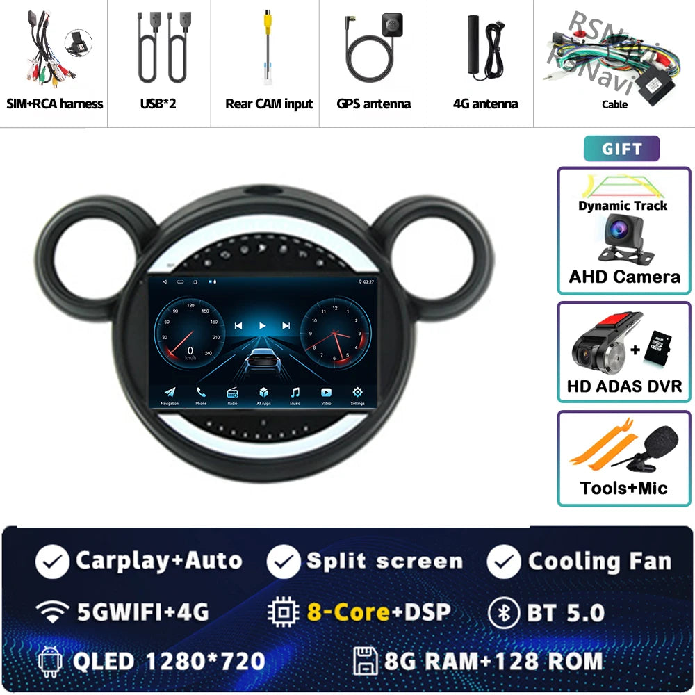 Android 15 Carplay Auto 2K Bildschirm Auto Radio Multimedia Player Für BMW Mini Cooper Countryman R56 R60 2011-2013 stereo Navigation