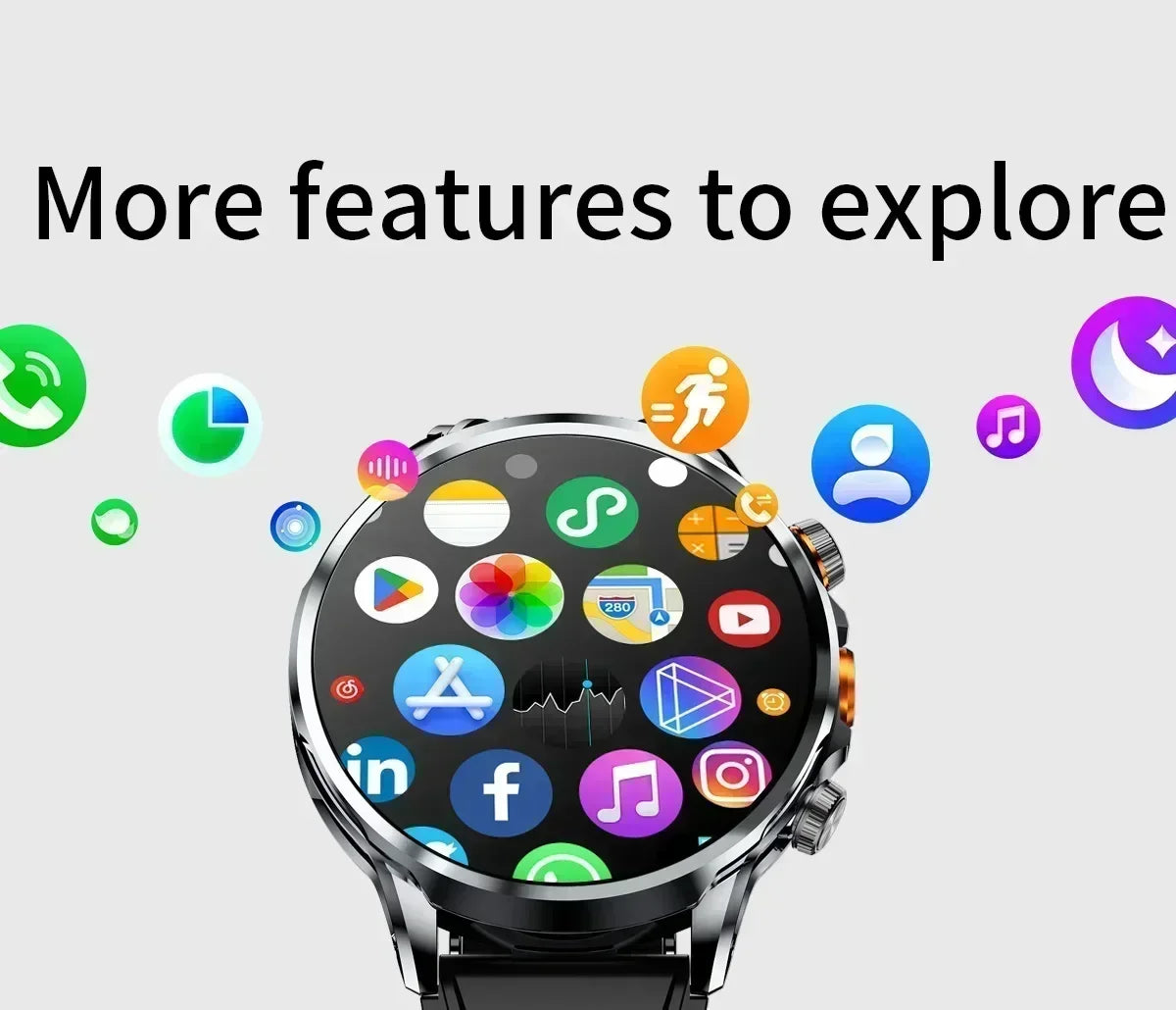 Neue H18 Android Smartwatch 1,95 Zoll AMOLED Blaulichtfilter Bluetooth Anruf GPS+GLONASS Dual Navigation Wasserdicht