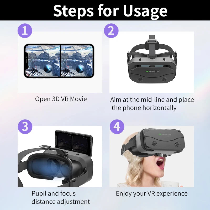 Vr Brille Virtual-Reality-Headset Viar-Geräte Helm 3D-Objektive Smart-Brille für Smartphones Handy Handy Gogle Spiel Zubehör