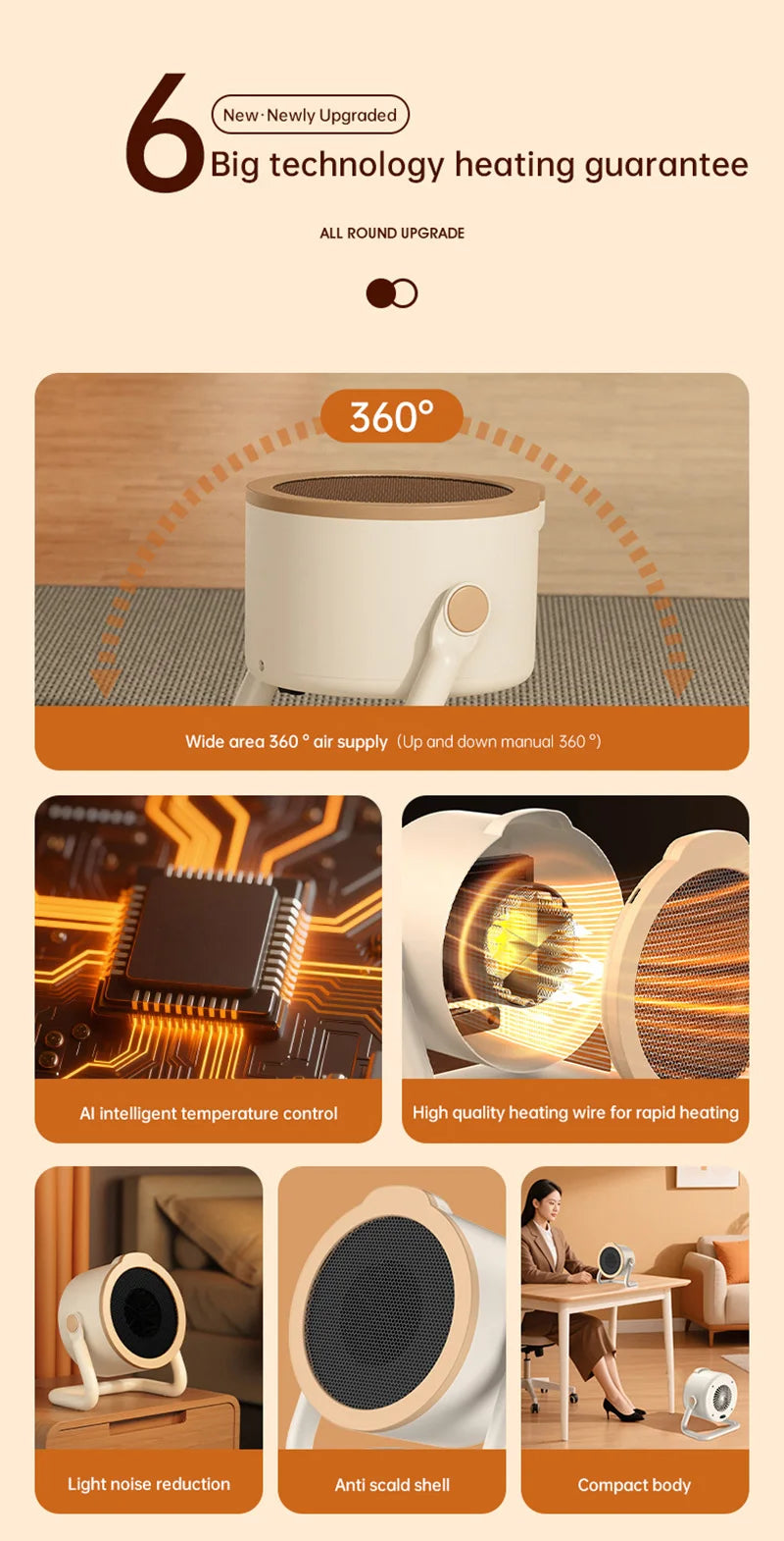 Xiaomi 1000W Tragbare Desktop Elektrische Heizung Warme Luft Gebläse Heizung Keramik Raum Heizung Mit Spitze Über Schutz Für den Heimgebrauch