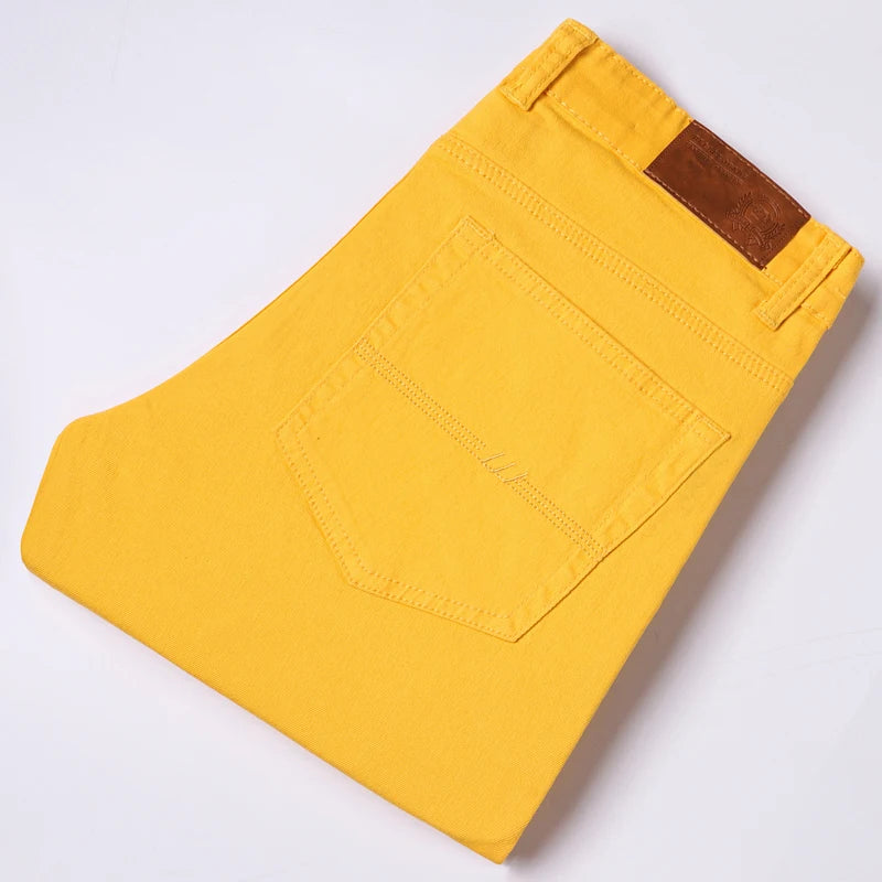 Weiße Jeans Herrenmode Gerade Elastische Baumwolle Denim Hosen Frühling Herbst Allgleiches Business Casual Hosen Männliche Kleidung