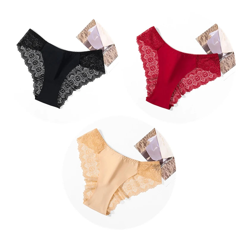 TrowBridge 3 Teile/satz Süße Damen Höschen Seide Satin Unterwäsche Spitze Sexy Dessous Mädchen Atmungsaktive Slips Weiche Bequeme Höschen