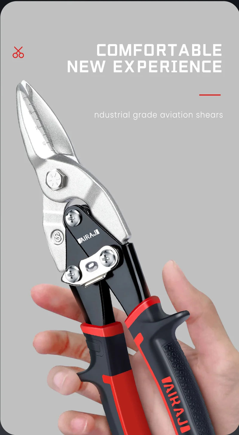 AIRAJ 10/12 Zoll Luftfahrtschere Toughbuilt Metallblechschneiden Multifunktionsschere mit abgestuftem Lineal EDC-Handwerkzeuge