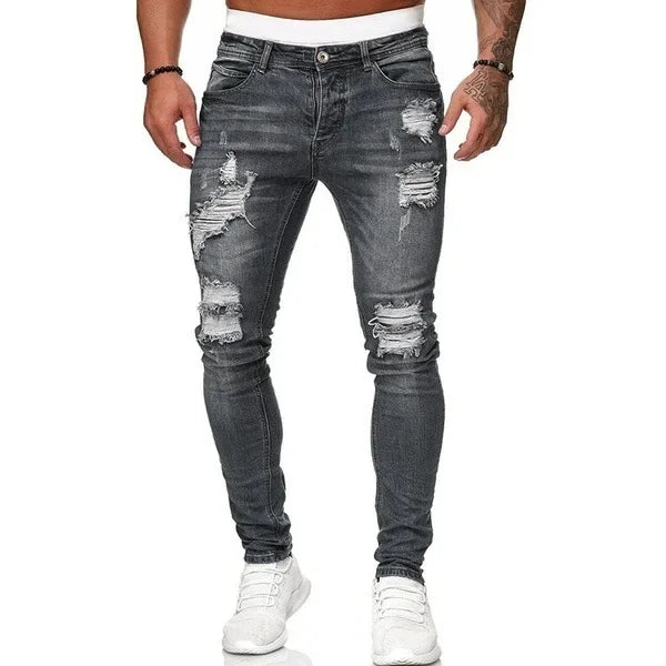 Zerrissene Jeans Männer Stretch Skinny Grey Blue schwarz Hip Hop Jeans hose Streetwear Casual Slim Fit Jeans für Männer Jogging Jeans