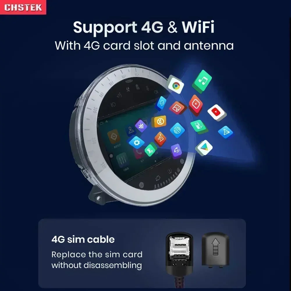 CHSTEK Autoradio für BMW Mini Cooper S Clubman R55 Clubvan R56 Cabrio R57 Coupe R58 R59 Multimedia Bluetooth Android Player GPS