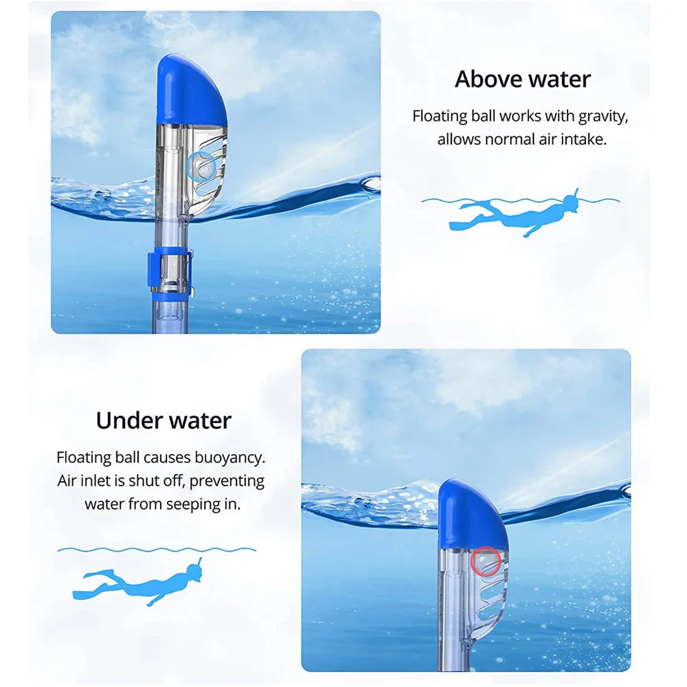 Tauchmasken, faltbares Antibeschlag-Schnorchelmasken-Set mit vollständig trockenem Top-System zum kostenlosen Schwimmen, professionelle Schnorchelausrüstung für Erwachsene und Kinder